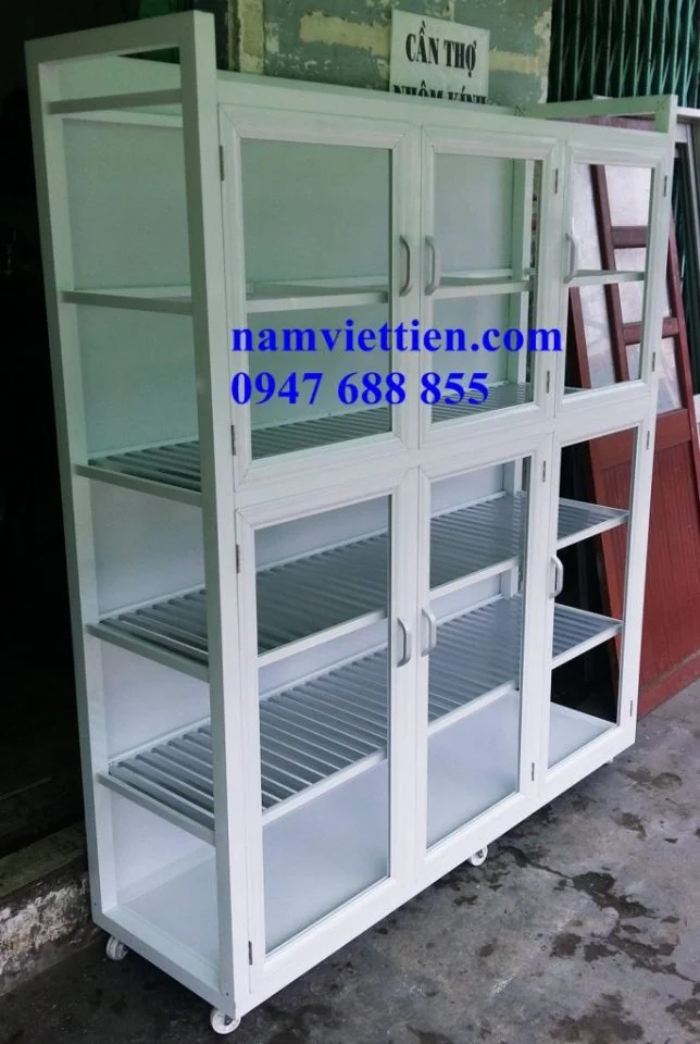 Tủ đựng chén nhôm kính cao cấp