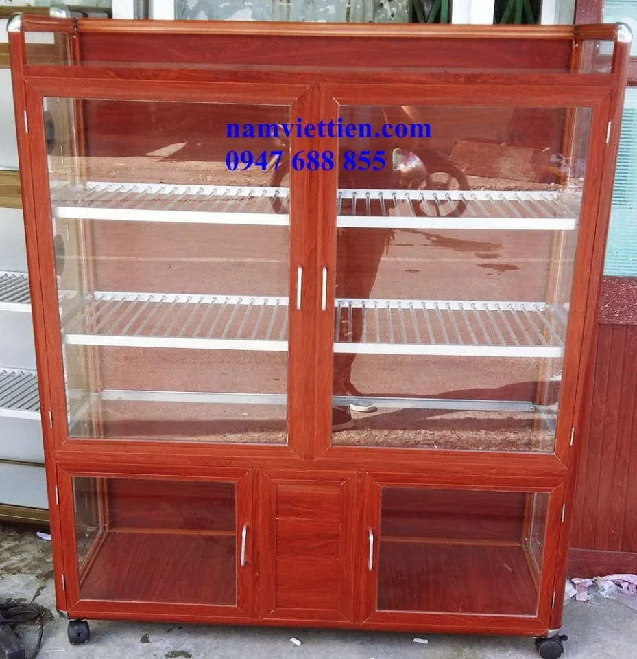 giá tủ bếp nhôm kính vân gỗ tủ bếp nhôm cao cấp