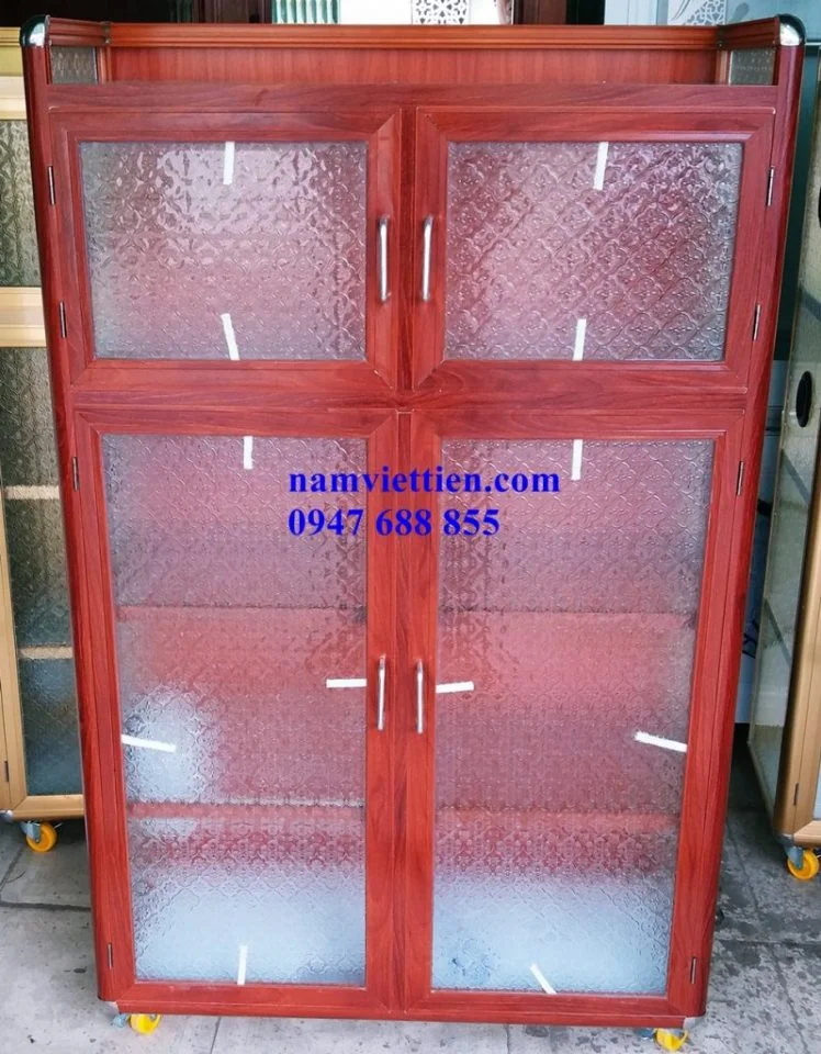 mẫu tủ quần áo nhôm kính tủ nhôm kính đựng bát đĩa