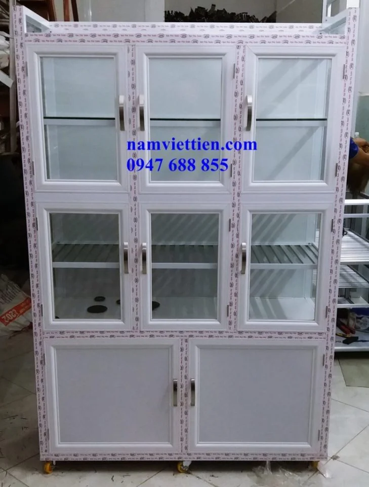 Mẫu tủ chén nhôm kính cao cấp