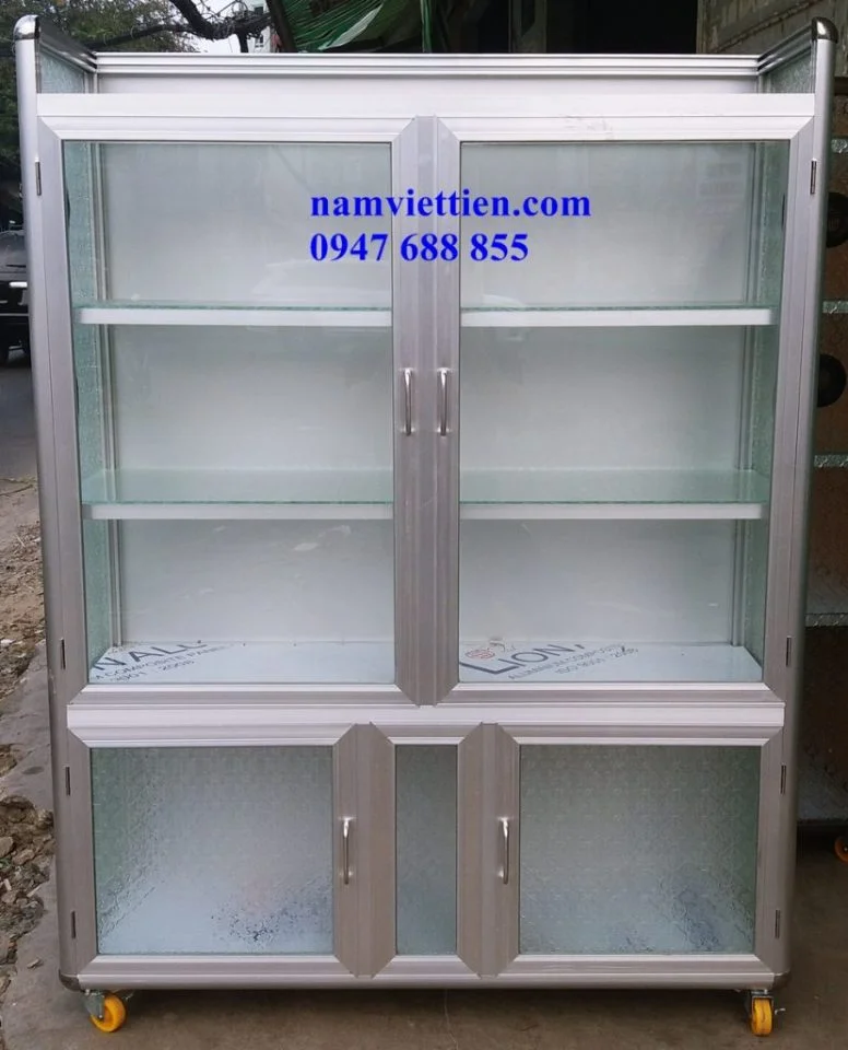 Làm tủ chén nhôm kính TPHCM tủ bếp treo tường nhôm kính