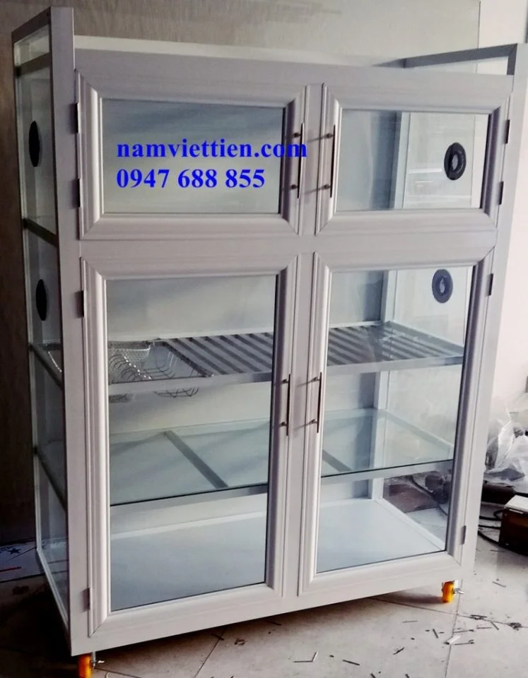Tủ chén nhôm cao cấp trắng sữa Tủ chén nhôm cao cấp trắng sữa