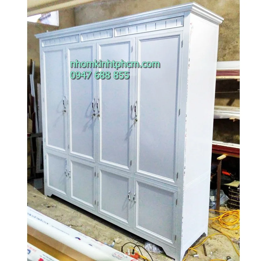 nơi làm tủ quần áo sơn tĩnh điện giá rẻ Tủ áo nhôm kính sơn tĩnh điện