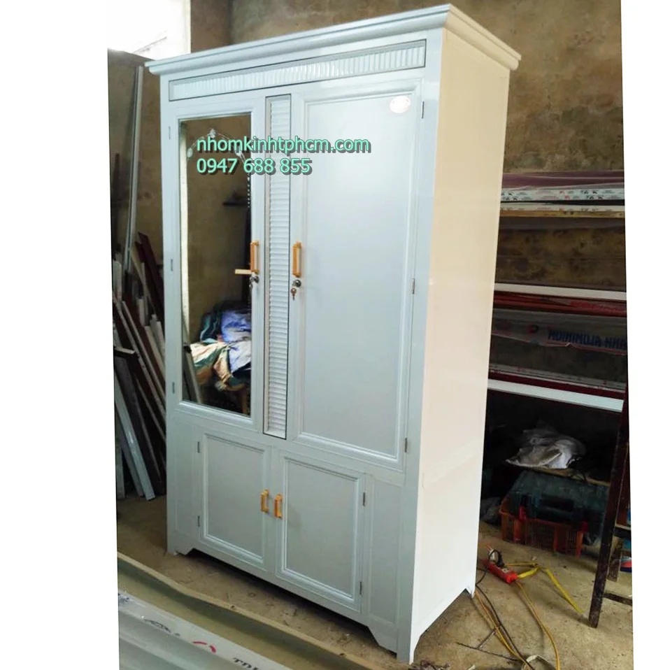 xưởng làm tủ quần áo đẹp giá rẻ Mẫu tủ áo nhôm kính giá rẻ