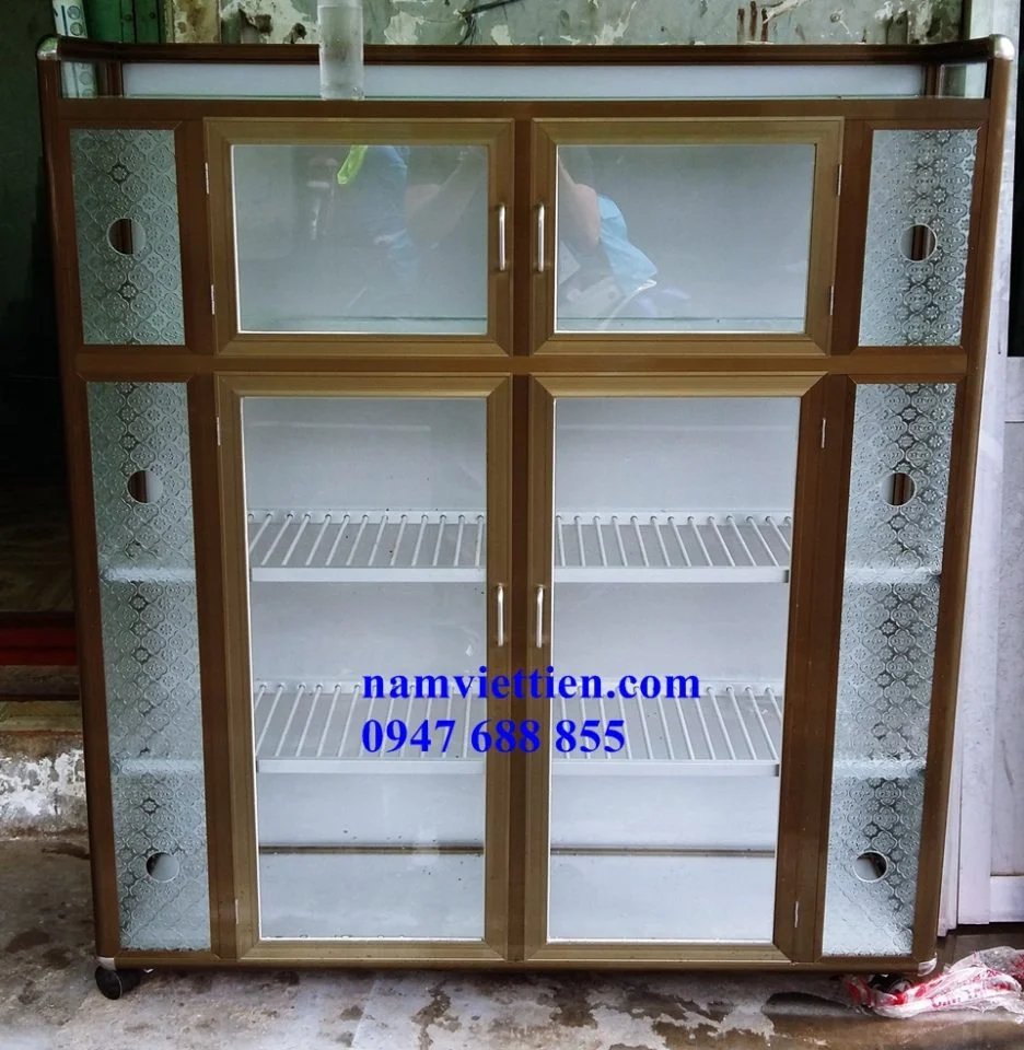 mẫu tủ bếp nhôm sơn tĩnh điện