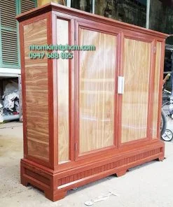 Mẫu tủ áo nhôm kính đẹp giả vân gỗ