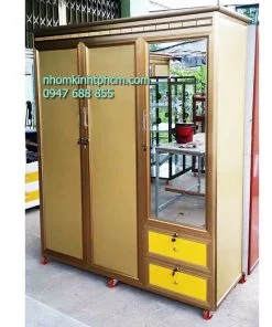 Tủ treo quần áo nhôm kính 3 buồng